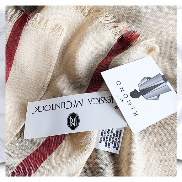 Jessica McClintock novacheck plaid kimono wrap duster shawl os women - Picture 2 of 9